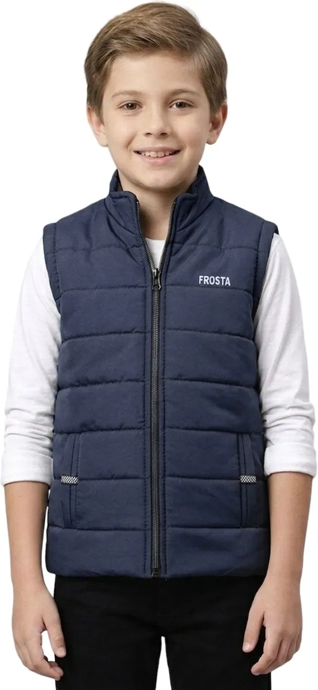 FROSTA Sleeveless Self Design Boys Jacket