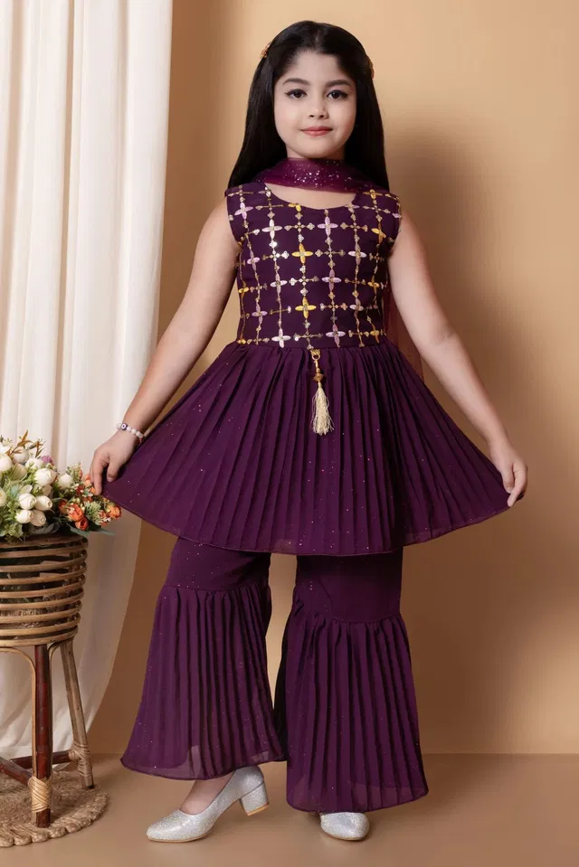 5 Stars Collection Girls Festive & Party Kurta, Pyjama & Dupatta Set