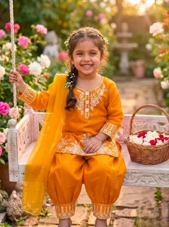 JM LASKAR GARMENTS Girls Festive & Party Kurta, Pyjama & Dupatta Set
