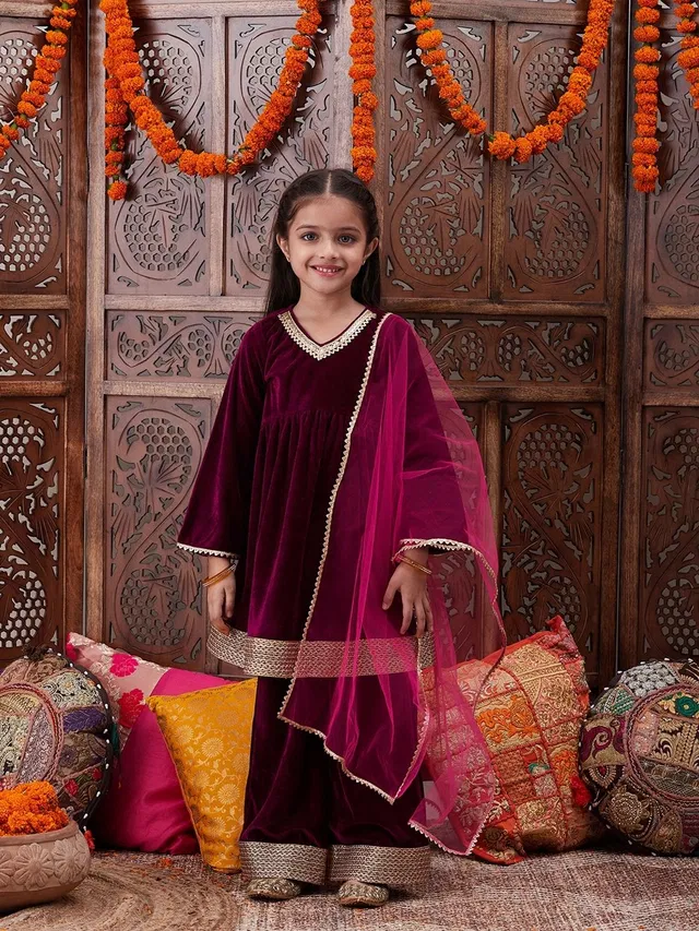 Pspeaches Girls Festive & Party Kurta and Trouser Set