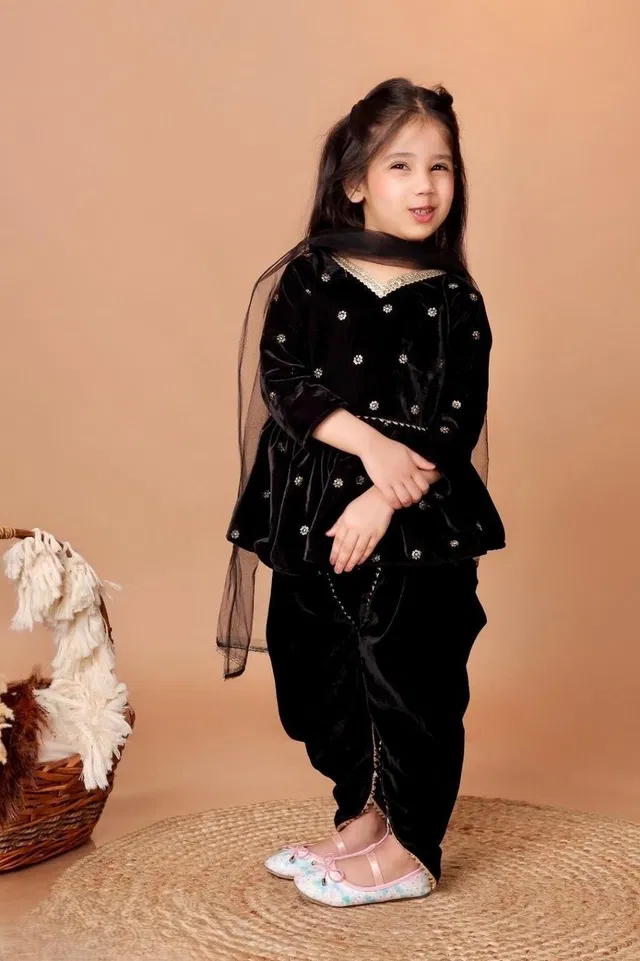 LaskarGarments Girls Festive & Party Kurta, Dhoti Pant & Dupatta Set