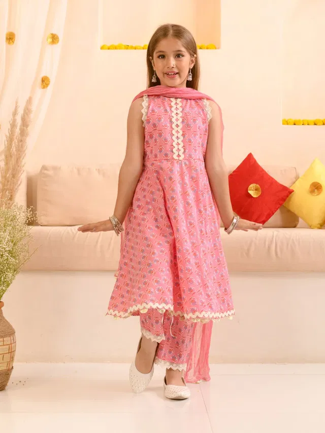 Pspeaches Girls Festive & Party Kurta and Trouser Set