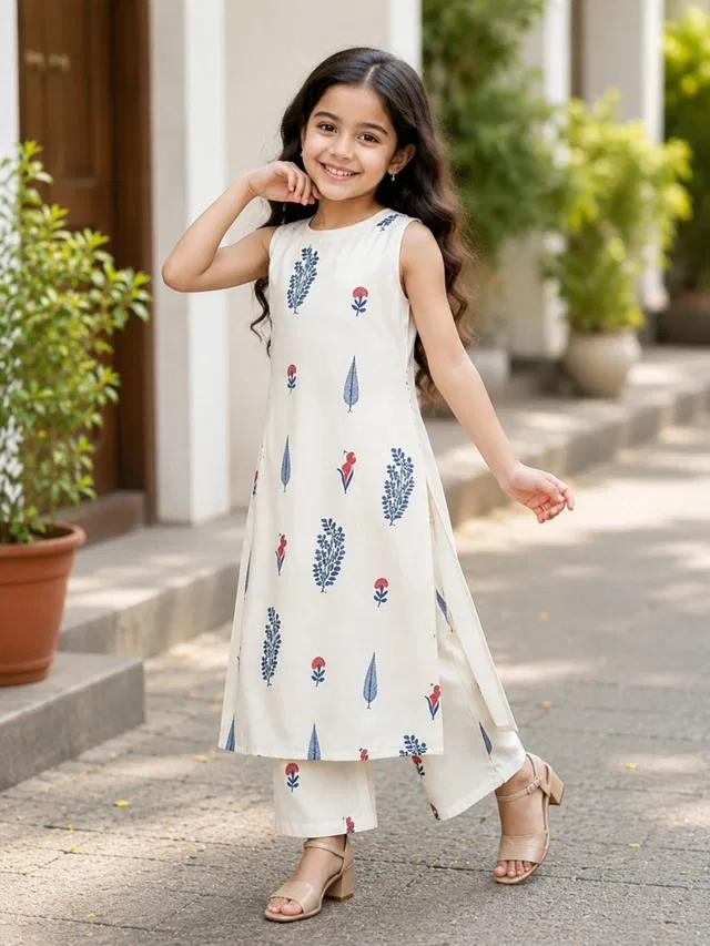 FLAMINGO ENTERPRISE Girls Festive & Party Kurta and Palazzo Set