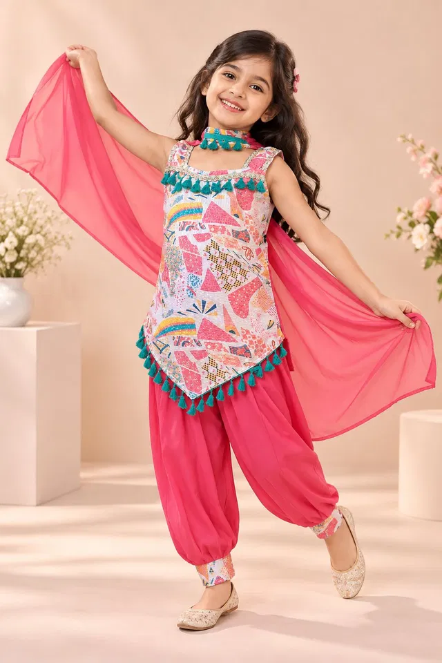 Maria Calcutta Girls Festive & Party Kurti, Patiala and Dupatta Set