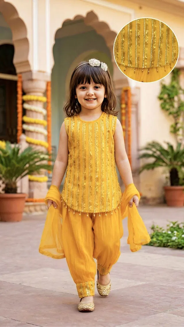 LAQSAA Girls Festive & Party Kurta and Patiala Set