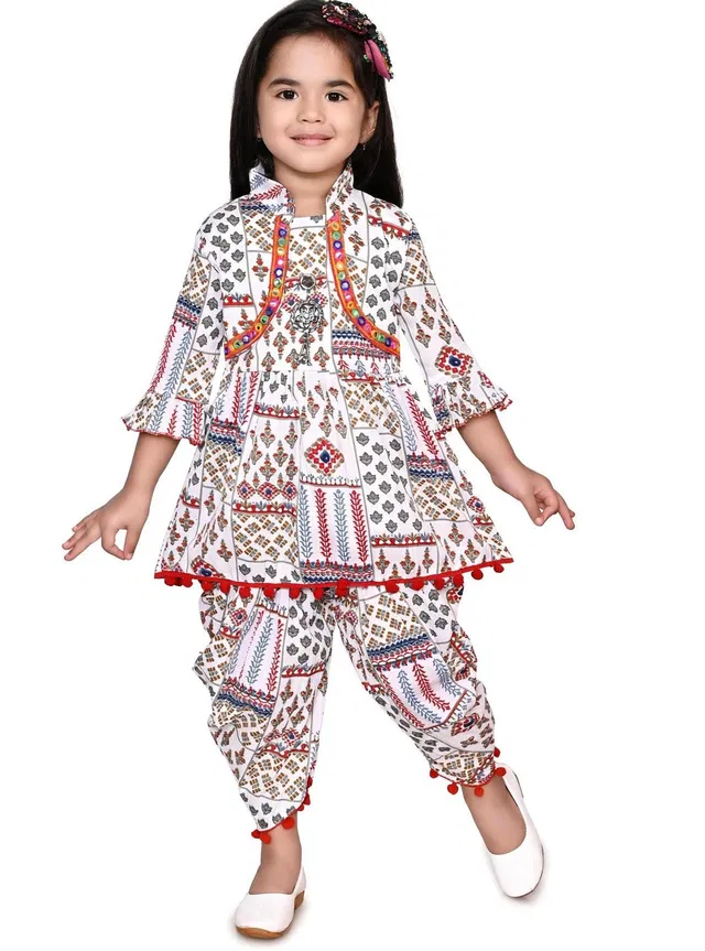 NH Fashion Girls Festive & Party Kurta and Dhoti Pant Set