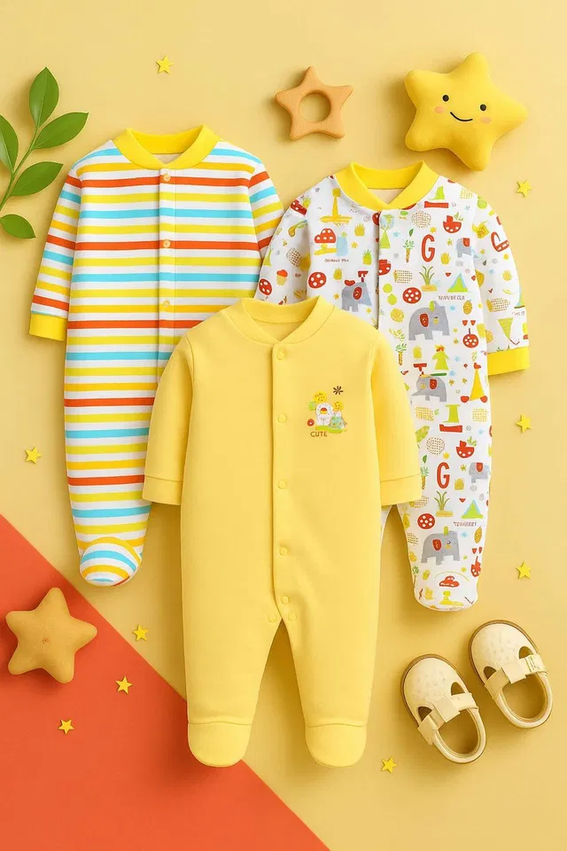 Mumlove Romper For Baby Boys & Baby Girls Casual Printed Cotton Blend