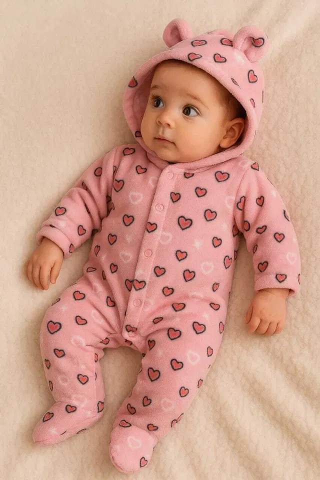 BABY ZONE Romper For Baby Boys & Baby Girls Casual Printed Wool Blend