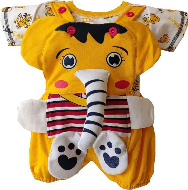 FIRST STEP ENTERPRISES Dungaree For Baby Boys & Baby Girls Casual Printed, Applique Cotton Blend