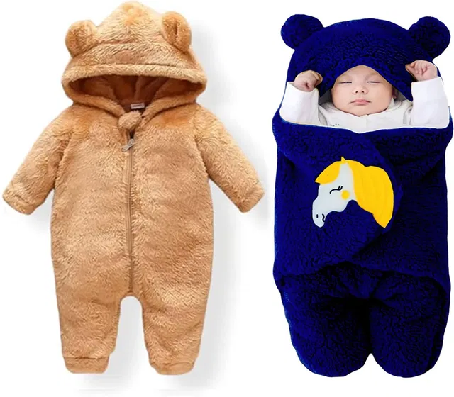 BABY ZONE Romper For Baby Boys & Baby Girls Solid Cotton Blend