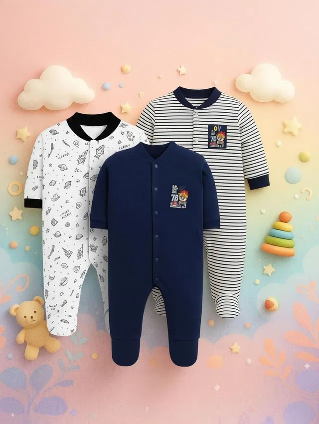 Mumlove Romper For Baby Boys & Baby Girls Casual Printed Cotton Blend