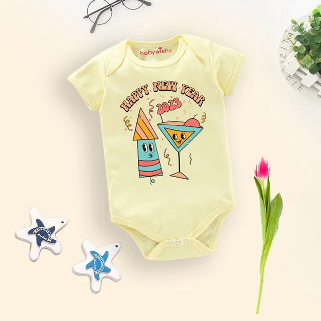 Babywish Romper For Baby Boys & Baby Girls Casual Printed Cotton Blend