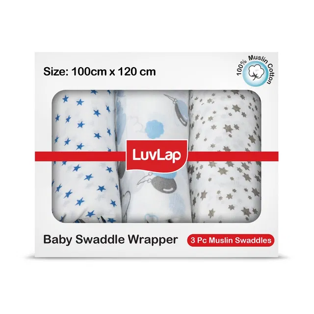LuvLap Printed Single Swaddling Baby Blanket for  AC Room