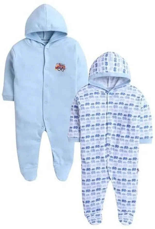 NAVY ZONE Romper For Baby Boys & Baby Girls Printed Cotton Blend