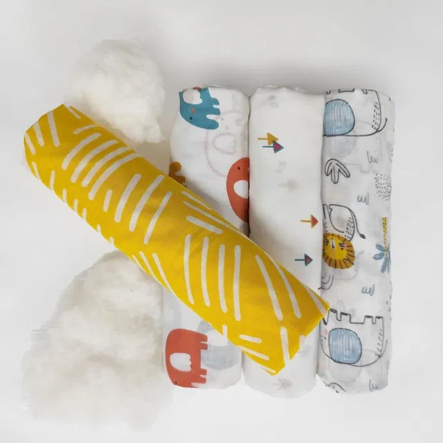 Trance Home Linen Printed Crib Swaddling Baby Blanket for  All Season