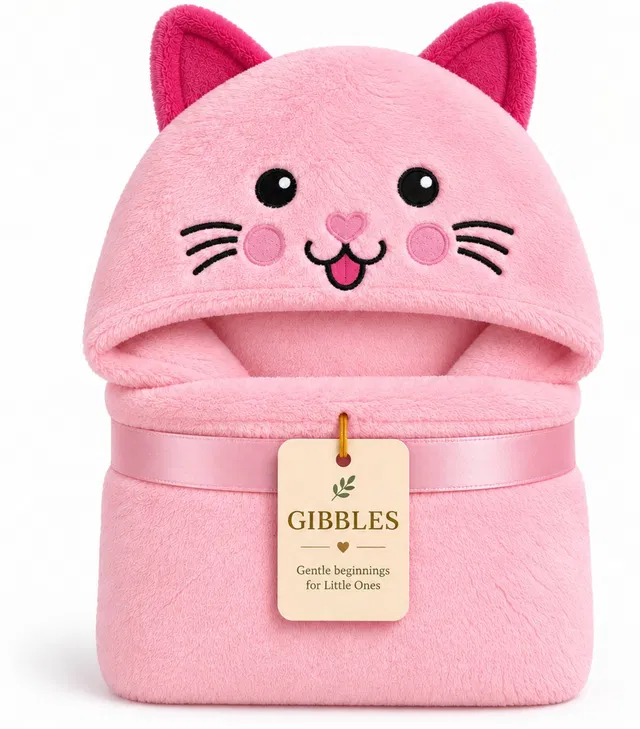 GIBBLES Animal Single Hooded Baby Blanket for  All Season