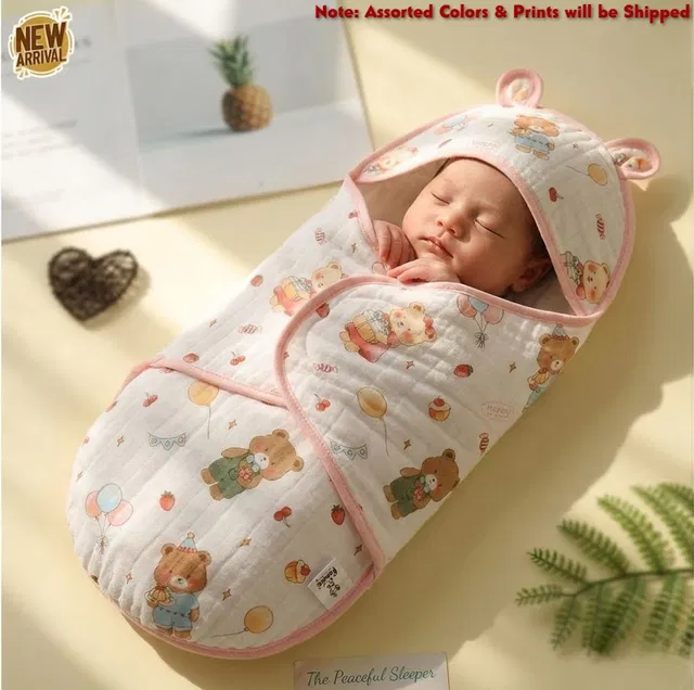 JUBLYN Printed Single Swaddling Baby Blanket for  All Season