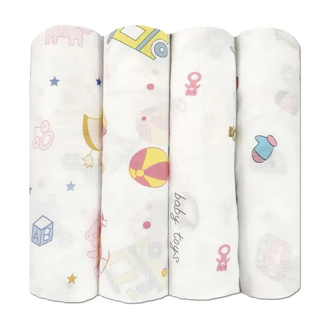 Trance Home Linen Printed Crib Swaddling Baby Blanket for  All Season
