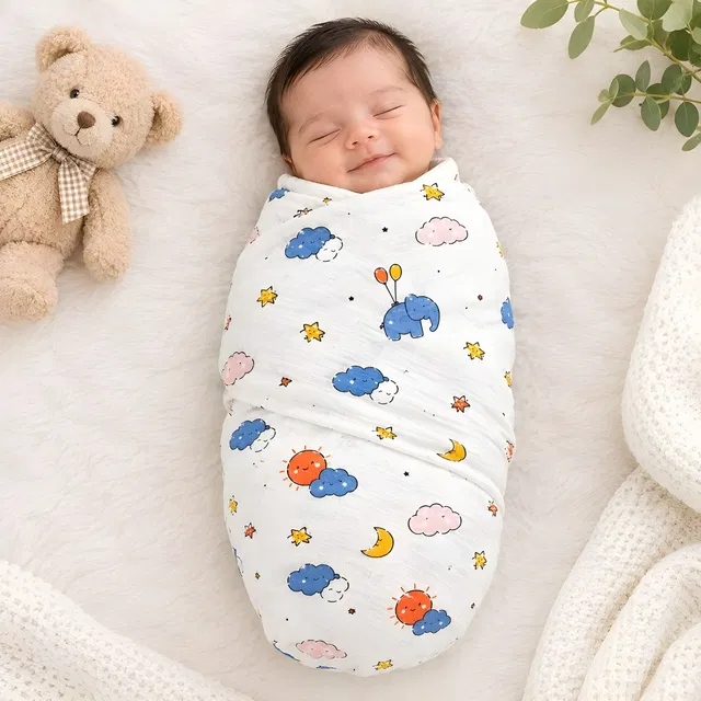 SAMSPIRE Printed Single Swaddling Baby Blanket for  All Season