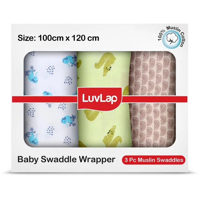 LuvLap Printed Single Swaddling Baby Blanket for  AC Room