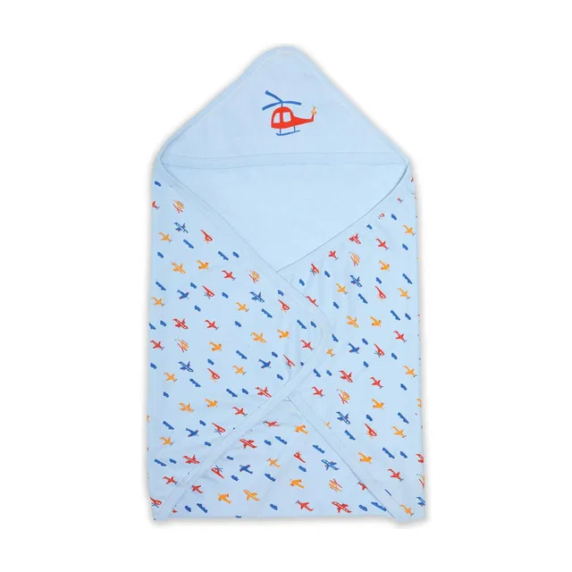 LuvLap Printed Crib Hooded Baby Blanket for  Mild Winter