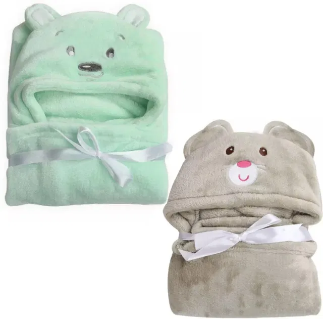 BRANDONN Printed Single Hooded Baby Blanket for  Mild Winter