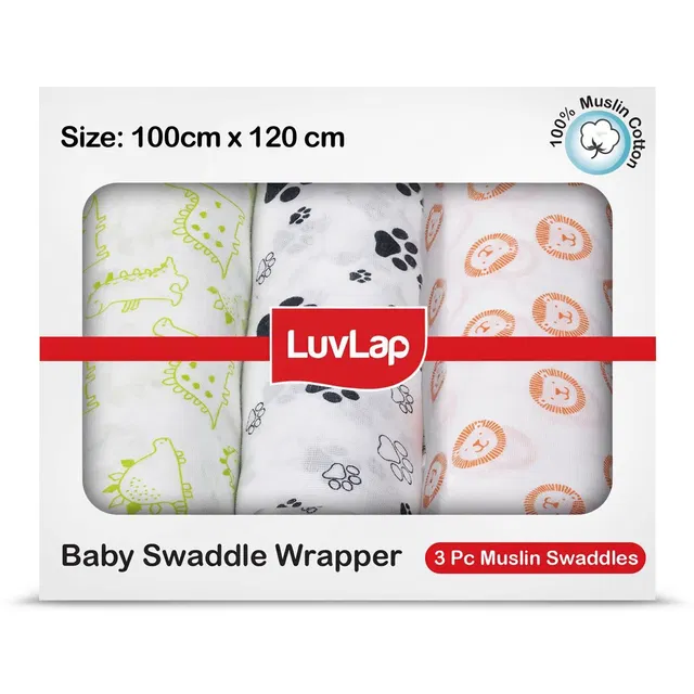 LuvLap Printed Single Swaddling Baby Blanket for  AC Room