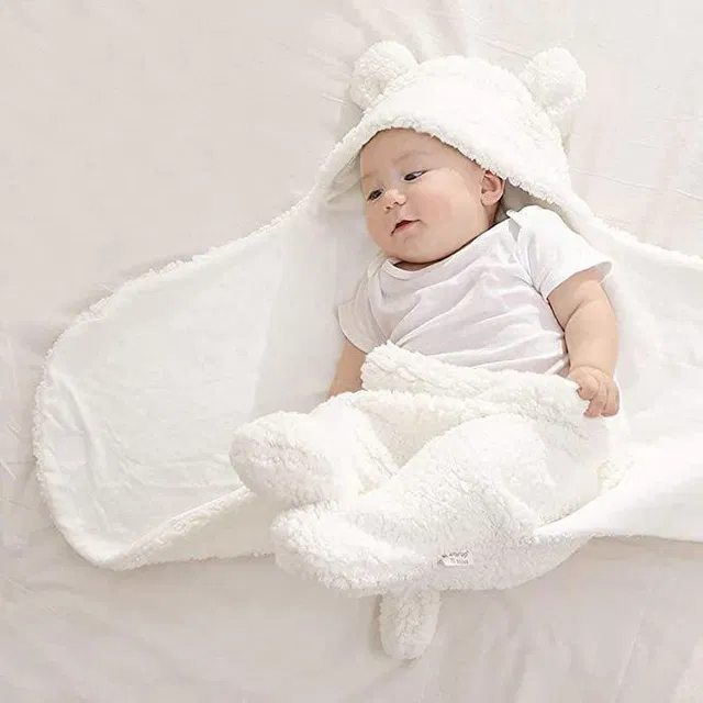 BABY ZONE Solid Crib Hooded Baby Blanket for  AC Room