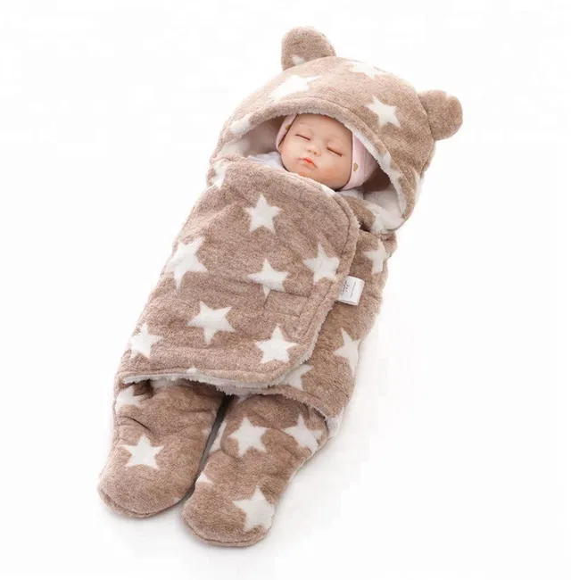 BRANDONN Printed Single Hooded Baby Blanket for  Mild Winter