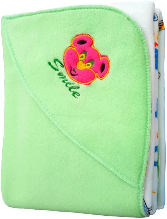 BRANDONN Embroidered Crib Hooded Baby Blanket for  AC Room