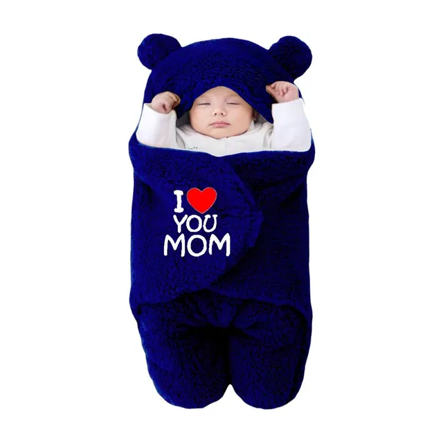 BRANDONN Embroidered Crib Hooded Baby Blanket for  AC Room