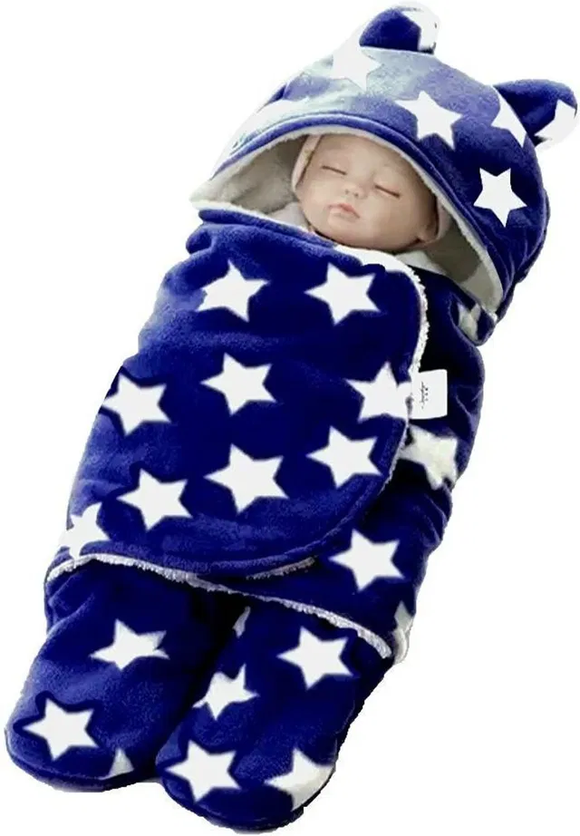 BABY ZONE Printed Crib Hooded Baby Blanket for  AC Room