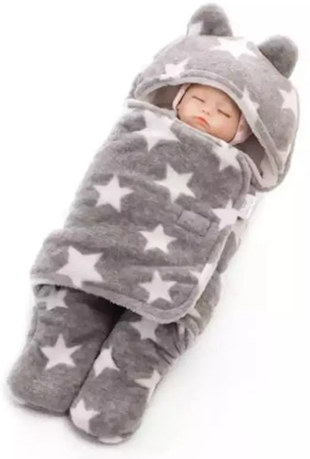 BABY ZONE Self Design Crib Hooded Baby Blanket for  AC Room
