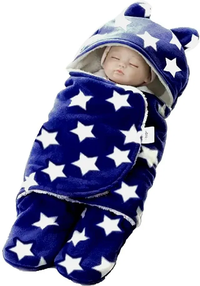 BABY ZONE Printed Single Hooded Baby Blanket for  AC Room