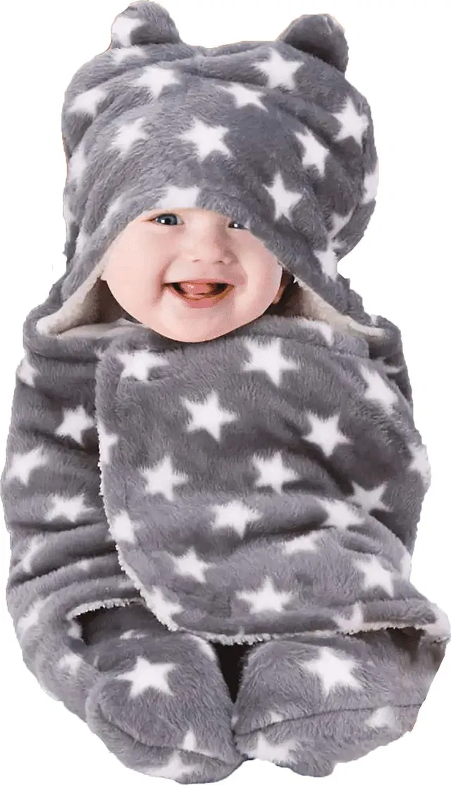 BABY ZONE Printed Crib Hooded Baby Blanket for  AC Room