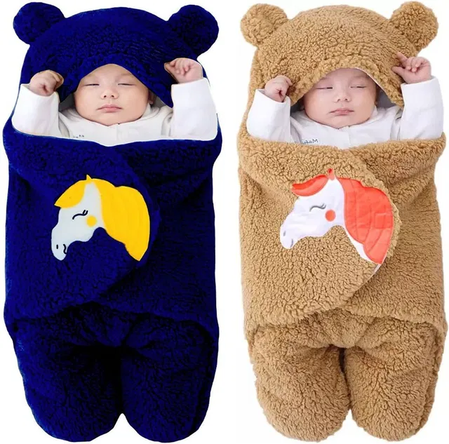 BABY ZONE Embroidered Single Hooded Baby Blanket for  Heavy Winter