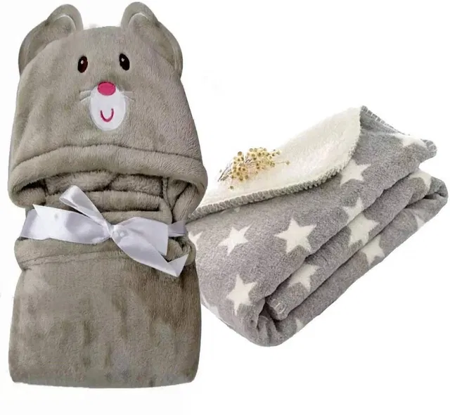 BABY ZONE Embroidered Crib Hooded Baby Blanket for  AC Room