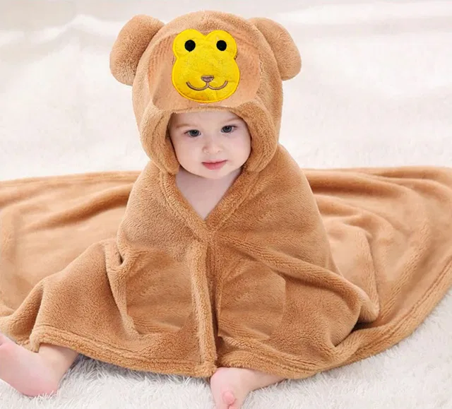 BRANDONN Embroidered Single Hooded Baby Blanket for  AC Room