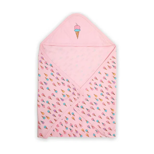 LuvLap Printed Crib Hooded Baby Blanket for  Mild Winter