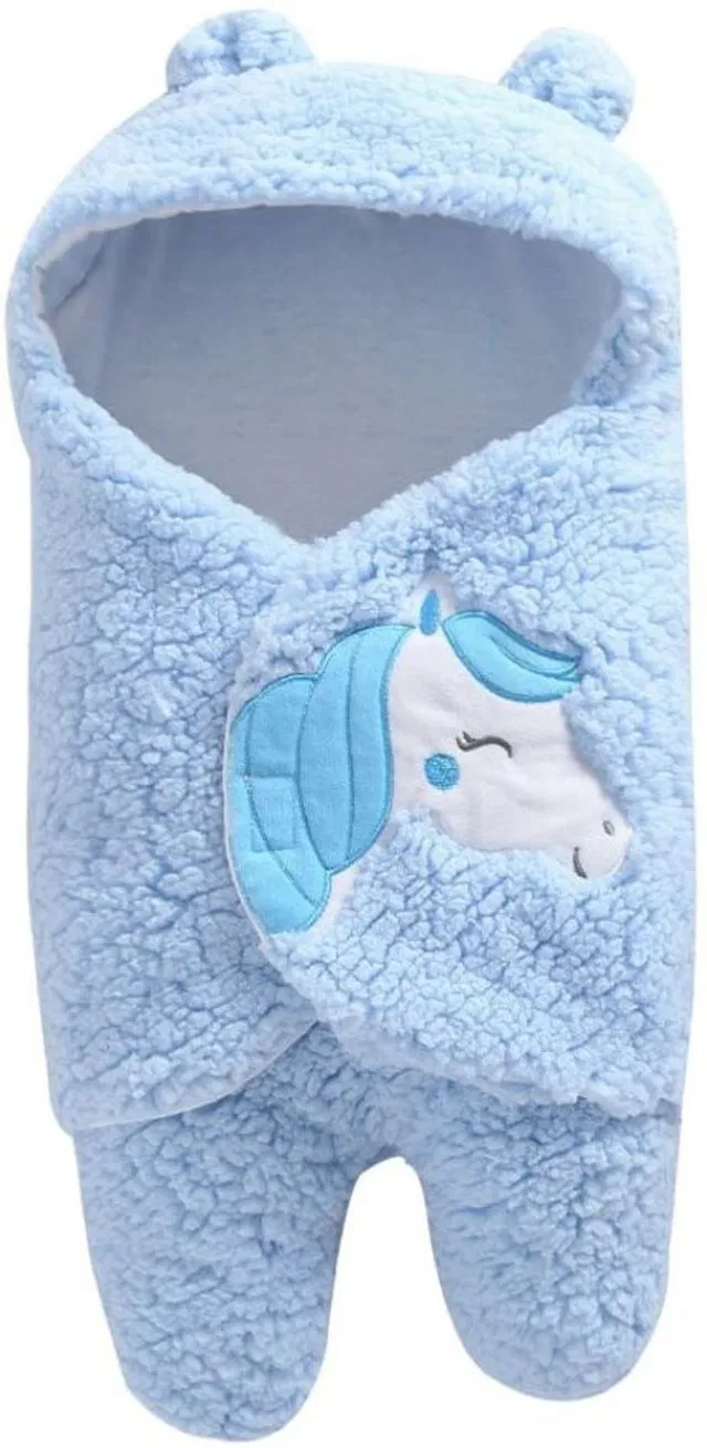 BRANDONN Embroidered Single Hooded Baby Blanket for  Mild Winter