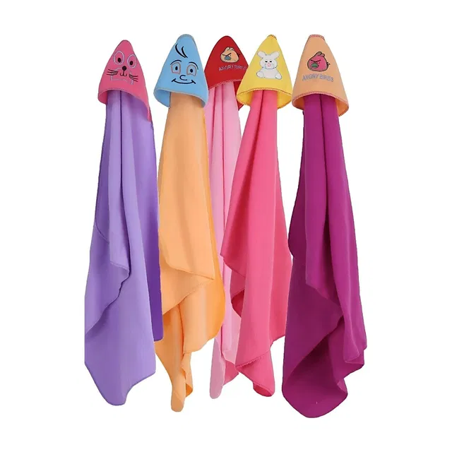 BRANDONN Solid, Embroidered Single Hooded Baby Blanket for  AC Room