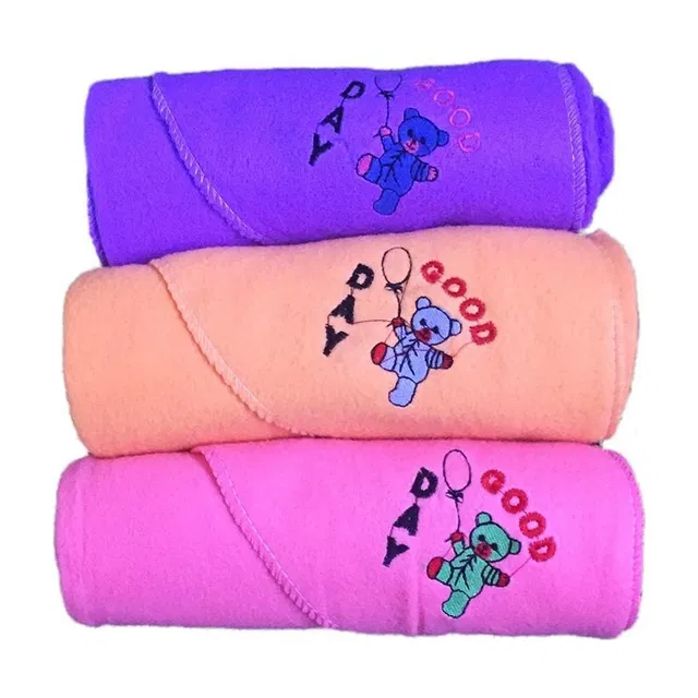 NAMAN Solid Single Hooded Baby Blanket for  AC Room