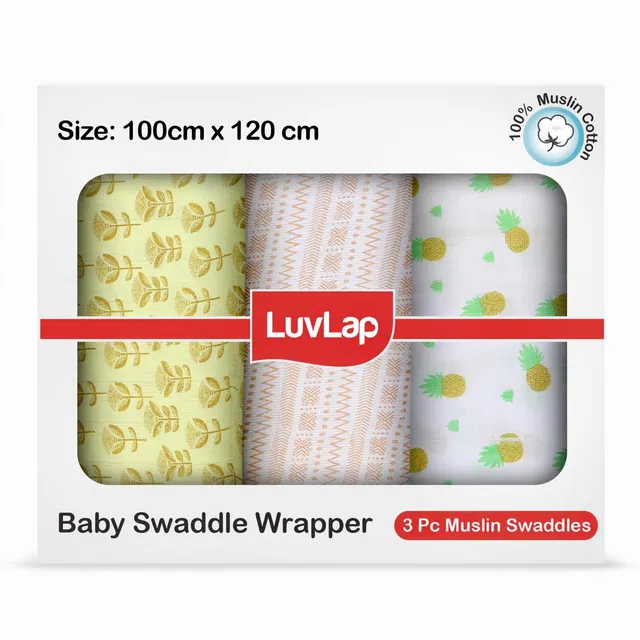 LuvLap Printed Single Swaddling Baby Blanket for  AC Room