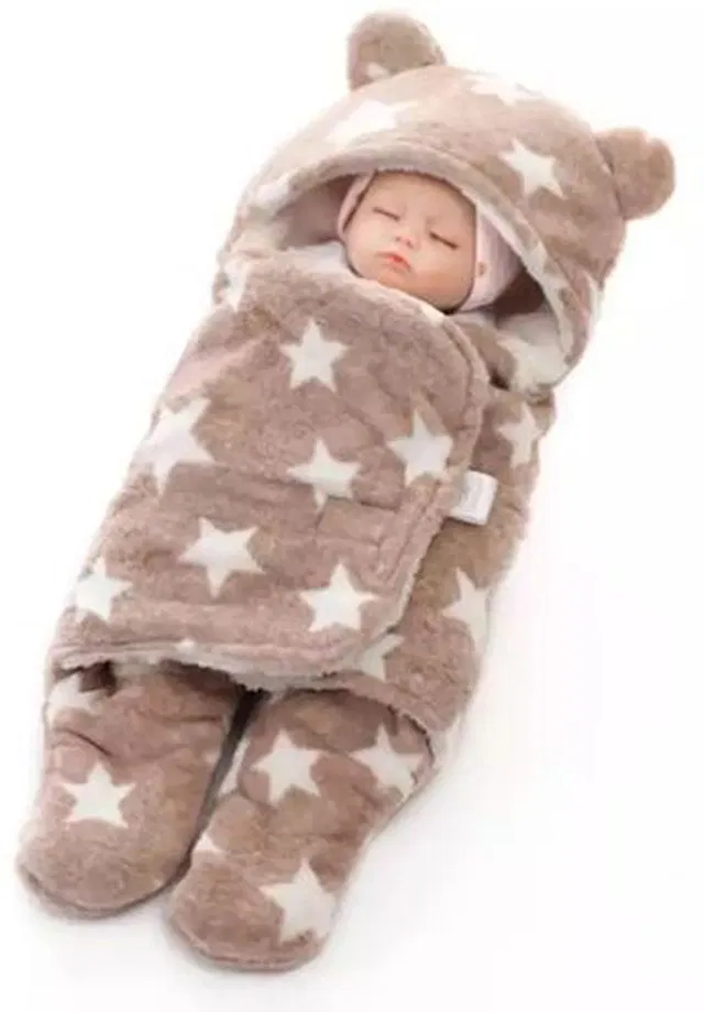 BABY ZONE Printed Single Hooded Baby Blanket for  AC Room