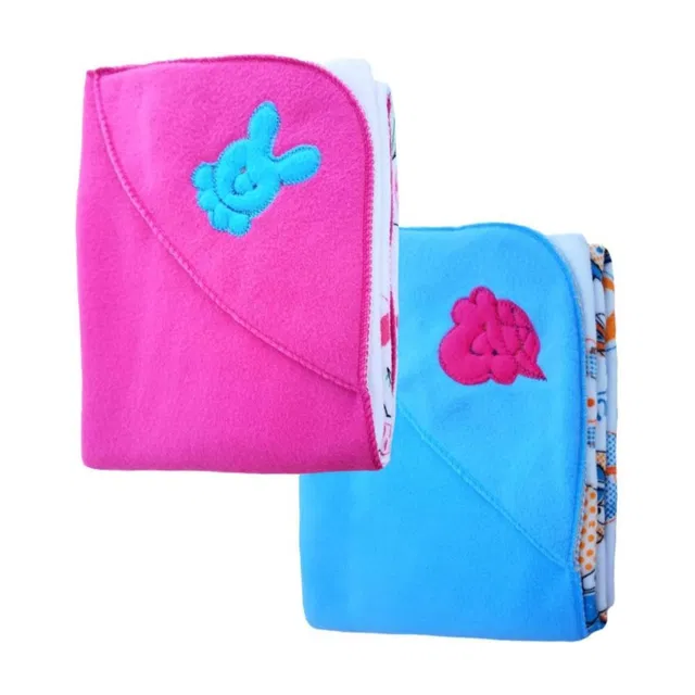 BRANDONN Embroidered Crib Hooded Baby Blanket for  AC Room