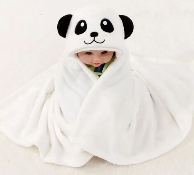 BRANDONN Embroidered Single Hooded Baby Blanket for  Mild Winter