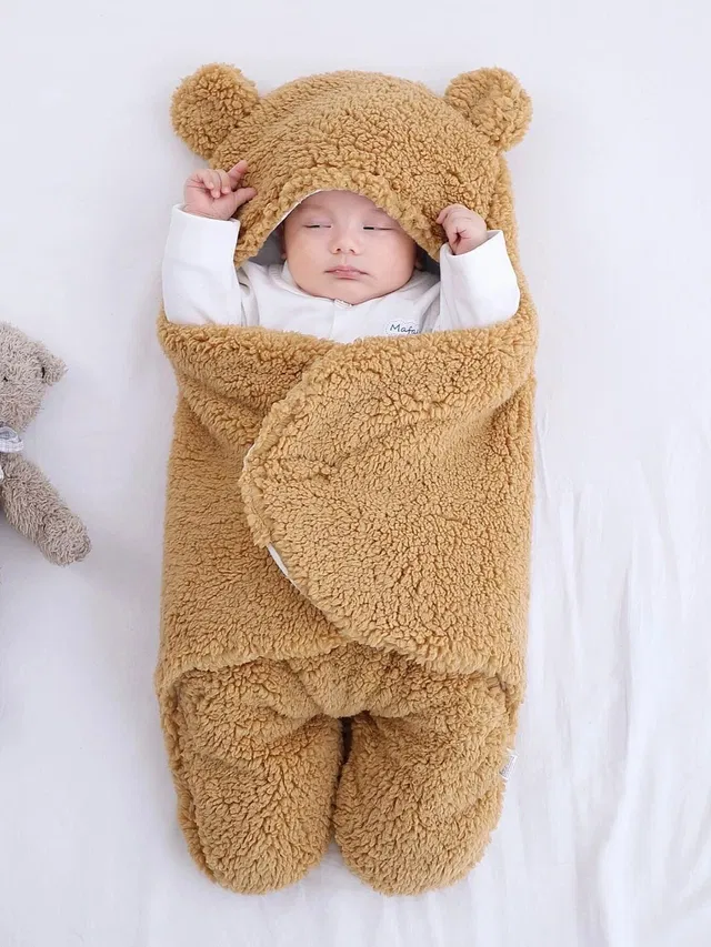 Pandaoriginals Solid Single Hooded Baby Blanket for  AC Room