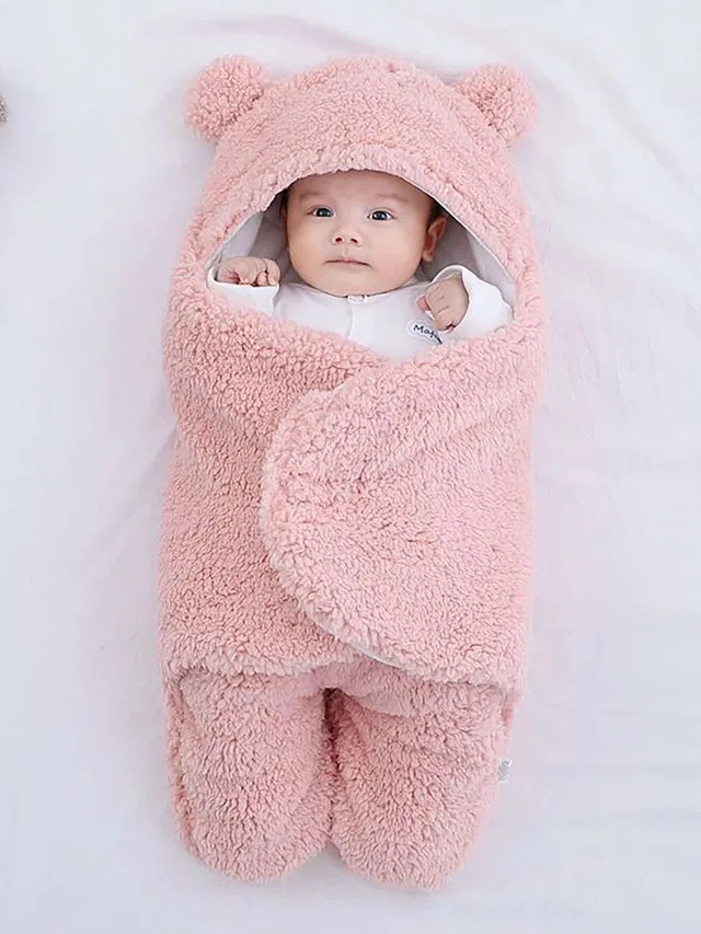 Pandaoriginals Solid Single Hooded Baby Blanket for  AC Room
