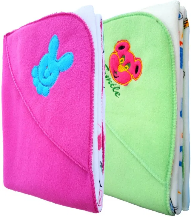 BRANDONN Embroidered Crib Hooded Baby Blanket for  AC Room