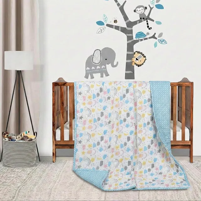 Trance Home Linen Printed Crib Swaddling Baby Blanket for  AC Room